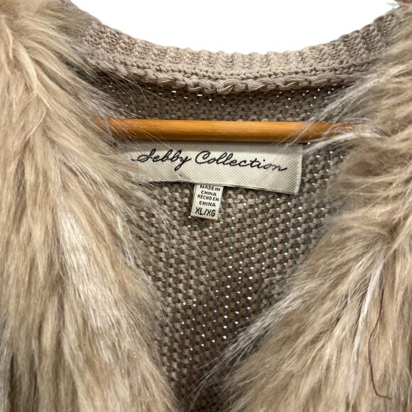 Oversized Faux Fur Knit Vest, tan/beige, Size XL - Picture 3 of 10